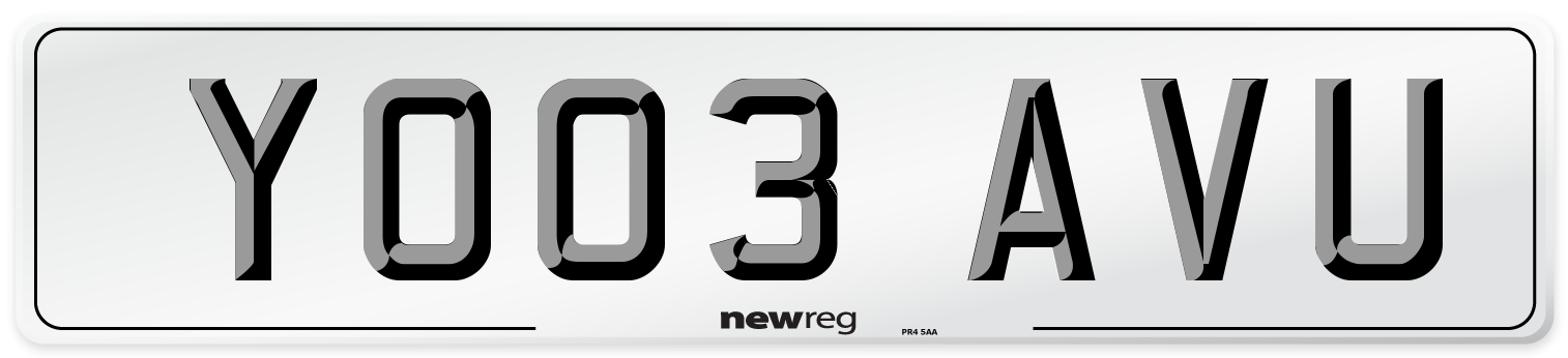 YO03 AVU Number Plate from New Reg
